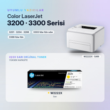 Hp 222X - W2222X  Orjinal Toner Sarı / LaserJet Pro 3201 |3204 | 3288 | 3303
