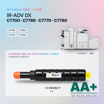 Canon C-EXV52 Sarı Muadil Toner AA Plus / IR-ADV DX C7700 / C7765 / C7770 / C7780