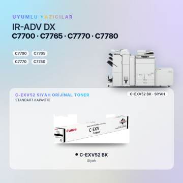 Canon C-EXV52 / IR-ADV DX C7700 / C7765 / C7770 / C7780 Siyah Orjinal Toner