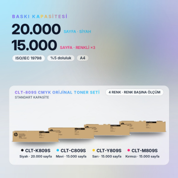 Samsung CLT-809S Orjinal Toner Set Avantaj Paket / CLX-9201 / CLX-9251 / CLX-9301 / CLT-K809S / CLT-C809S / CLT-M809S / CLT-Y809S