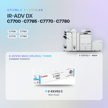 Canon C-EXV52 / IR-ADV DX C7700 / C7765 / C7770 / C7780 Mavi Orjinal Toner