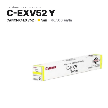 Canon C-EXV52 / IR-ADV DX C7700 / C7765 / C7770 / C7780 Sarı Orjinal Toner