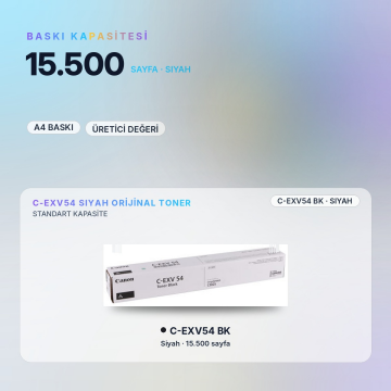 Canon C-EXV54 / iR C3025i / C3125i / C3226i Siyah Orjinal Toner
