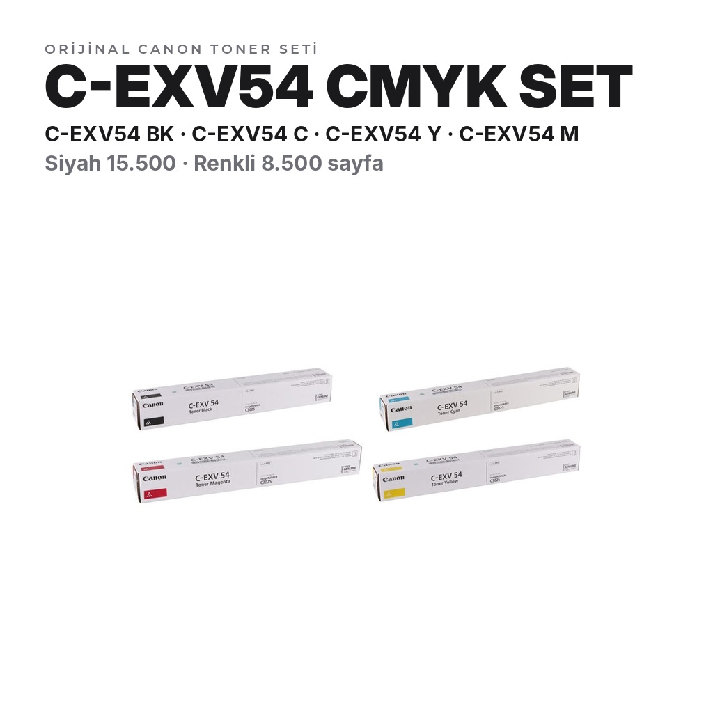 TonerMAX® Canon C-EXV54 CMYK Orijinal Toner Takımı