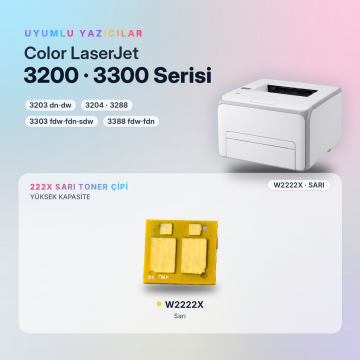 Hp 222X - W2222X Sarı Çip / LaserJet Pro 3204 | 3288 | 3303 Çip