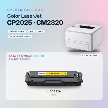 HP 304A / CC532A / CM2320 / CP2025 Sarı Muadil Toner - Ekonomik