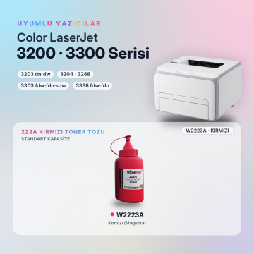 Hp 222A- W2223A Toner Tozu Kırmızı - 30GR Şişe / LaserJet Pro 3204 | 3288 | 3303