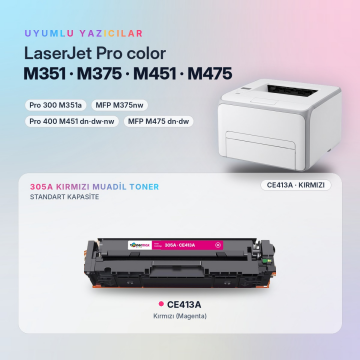 HP 305A / CE413A / Pro 400 M351 / M451 / M475 Kırmızı Muadil Toneri - Ekonomik