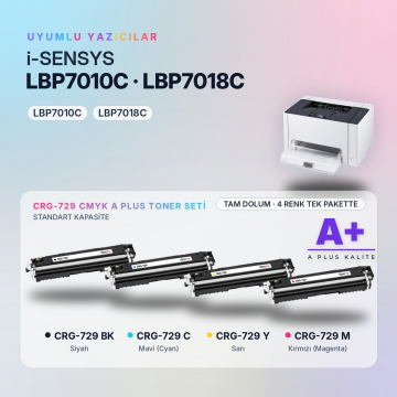 Canon CRG-729 CMYK Muadil Toner Seti A Plus / LBP7010C / LBP7018C