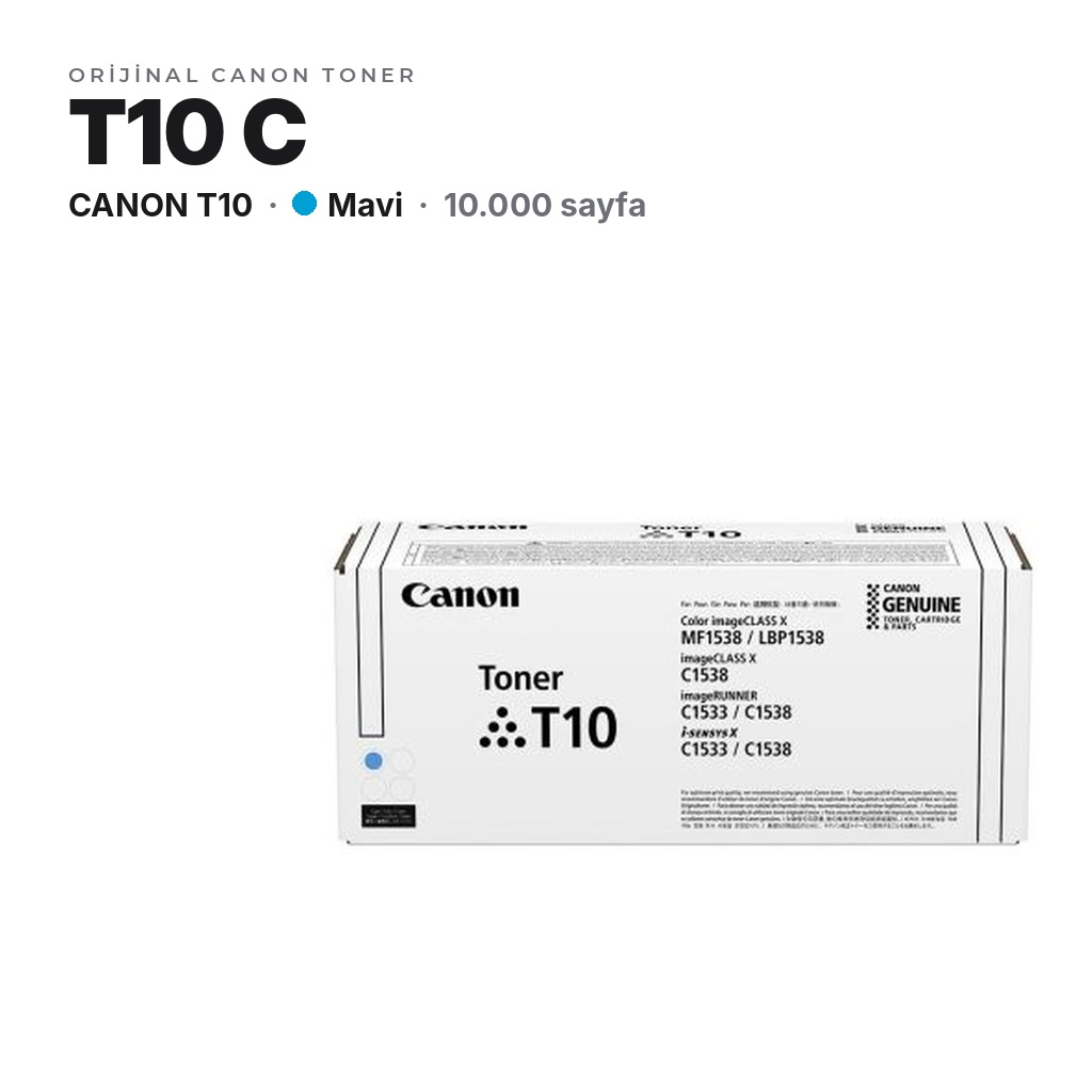 Canon T10 C Mavi orijinal toner