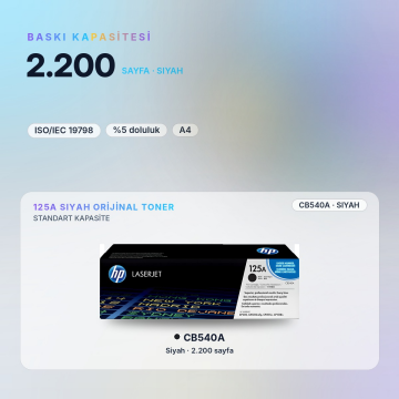 HP 125A CB540A  / CP1215 / CP1515 / CM1312 Siyah Orjinal Toneri