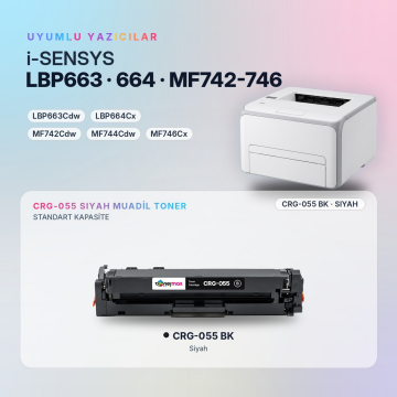 Canon CRG-055 Siyah Muadil Toner - Çipli / LBP663Cdw / LBP664Cx / MF742Cdw / MF744Cdw / MF746Cx