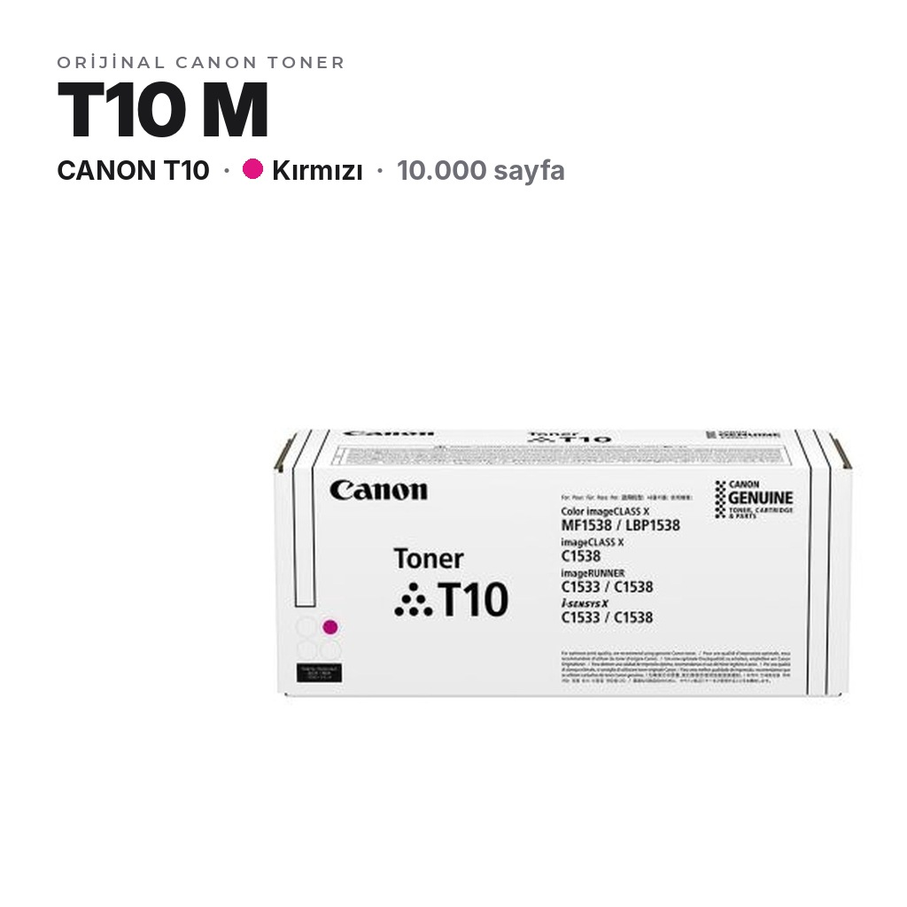 Canon T10 M Kırmızı orijinal toner