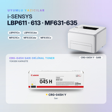 Canon CRG-045H / LBP611Cn / LBP613Cdw / MF631Cn / MF633Cdw / MF635Cx Sarı Orjinal Toner