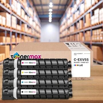 Canon C-EXV55 CMYK Muadil Toner Seti - Çipli / iR-ADV C256 / C356 II · DX C257 / C357