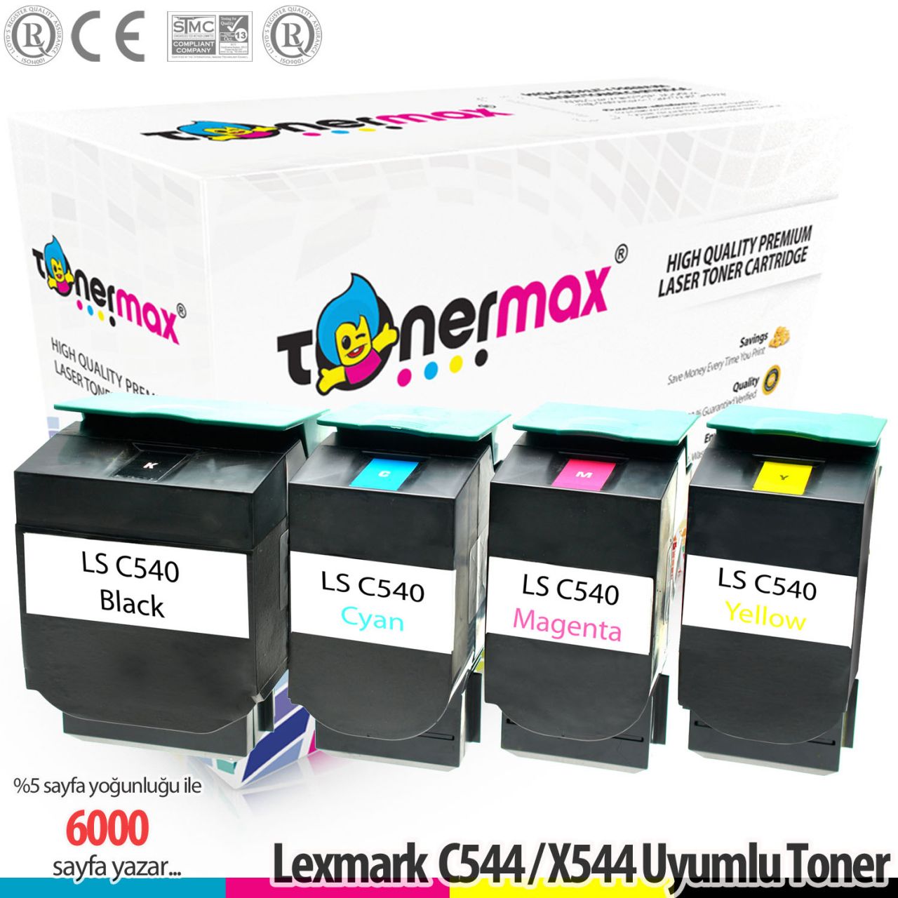 Lexmark C544 / C546 / X544 / X546 / X548 Muadil Toner Set - A Plus