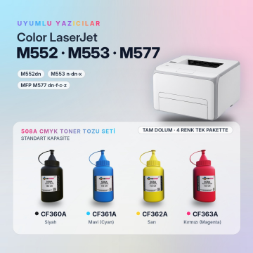 Hp 508A Toner Tozu Takım / Color LaserJet Enterprise M552 / M553 / MFP M577 / CF360A / CF361A / CF362A / CF363A