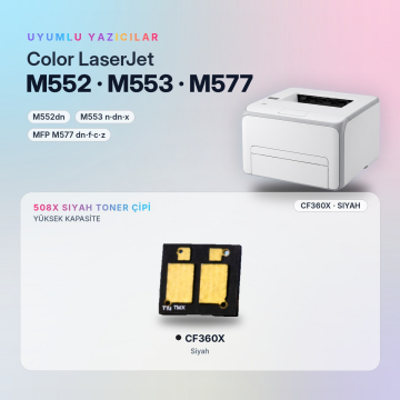 Hp 508X CF360X / Color LaserJet Enterprise M552 / M553 / MFP M577 Siyah Çip
