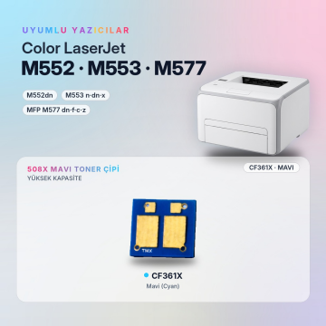 Hp 508X CF361X / Color LaserJet Enterprise M552 / M553 / MFP M577 Mavi Çip