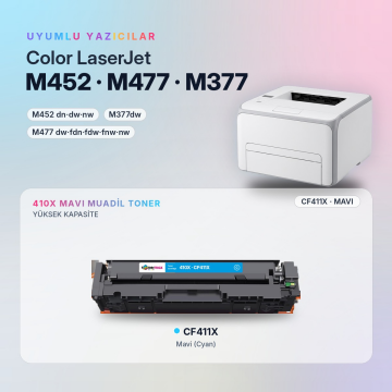 Hp 411X / CF411X M452 / M477 Mavi Muadil Toner - Eco