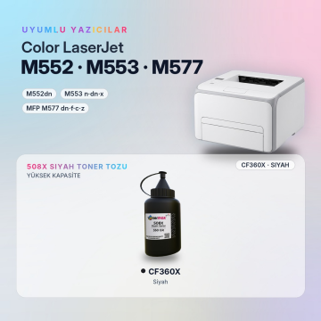 Hp 508X CF360X Toner Tozu Siyah 350GR / Color LaserJet Enterprise M552 / M553 / MFP M577