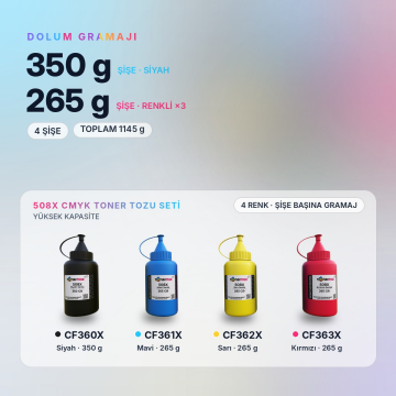 Hp 508X Toner Tozu Takım / Color LaserJet Enterprise M552 / M553 / MFP M577 / CF360X / CF361X / CF362X / CF363X