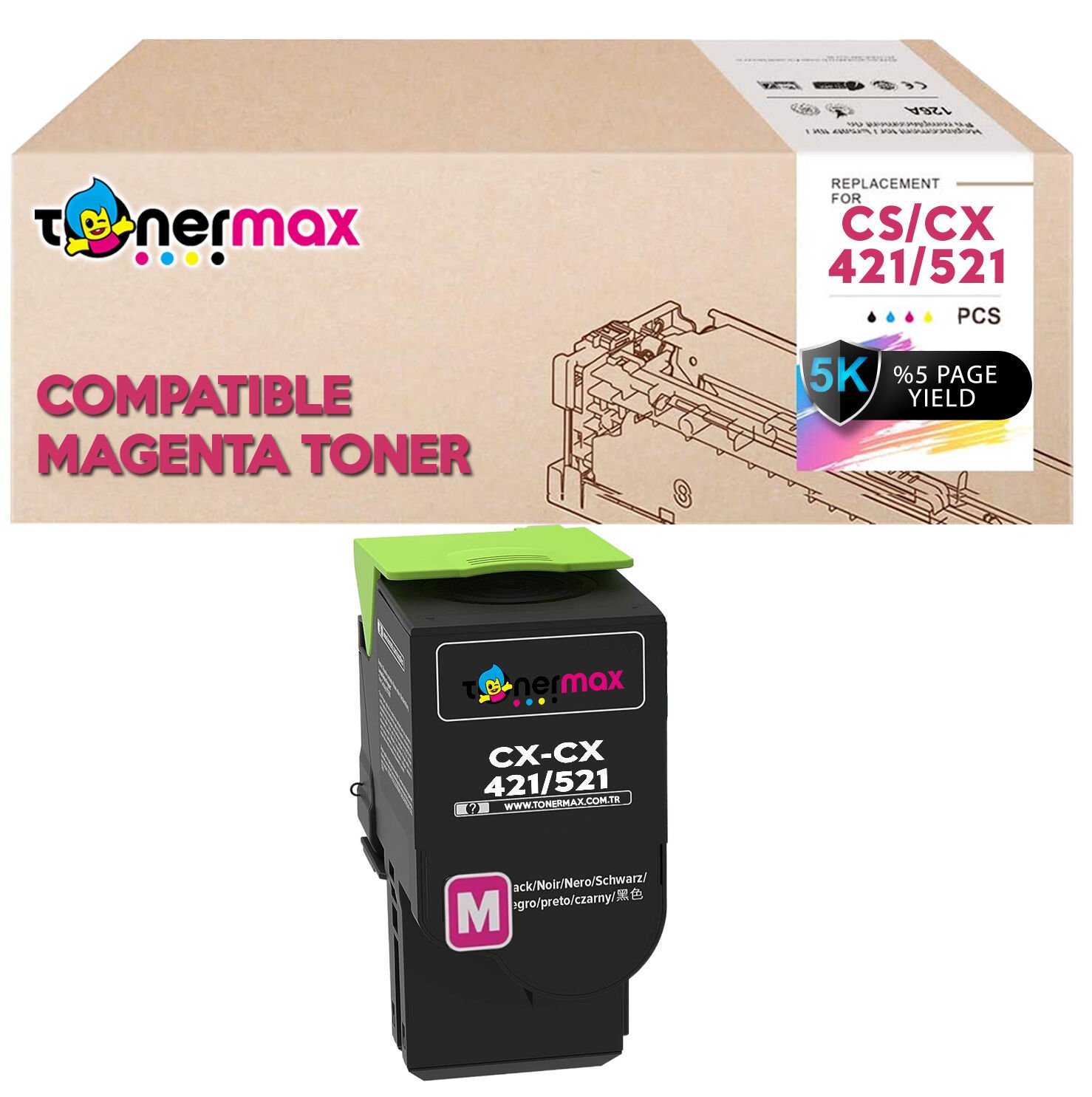 Lexmark CS421-78C5XM0 Kırmızı Muadil Toner Yüksek Kapasiteli / CS421 / CX421 / CS521 / CX521 / CS622 / CX622 / CS625 / CX625