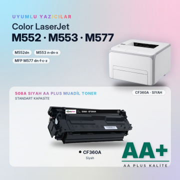 Hp 508A CF360A Siyah Muadil Toner AA Plus / Color LaserJet Enterprise M552 / M553 / MFP M577