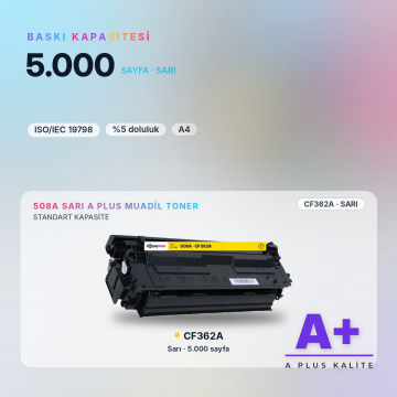 Hp 508A CF362A Sarı Muadil Toner A Plus / Color LaserJet Enterprise M552 / M553 / MFP M577