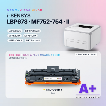 Canon CRG-069H Sarı Muadil Toner A Plus / LBP673Cdw / LBP673Cdw II / MF752Cdw / MF754Cdw / MF752Cdw II / MF754Cdw II