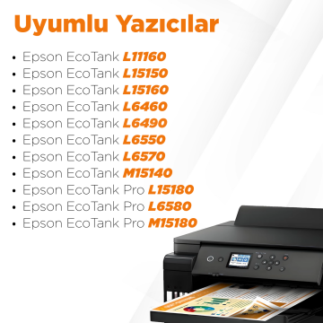 Epson T112 Muadil Mürekkep Mavi / L11160 / L15150 / L15160 / L6460 / L6490 / L6550 / L6570 / M15140 / L15180 / L6580