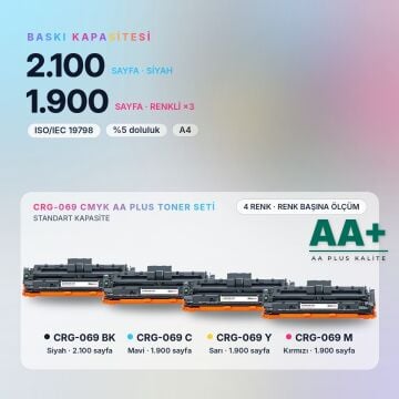 Canon CRG-069 CMYK Muadil Toner Seti AA Plus / LBP673Cdw / LBP673Cdw II / MF752Cdw / MF754Cdw / MF752Cdw II / MF754Cdw II