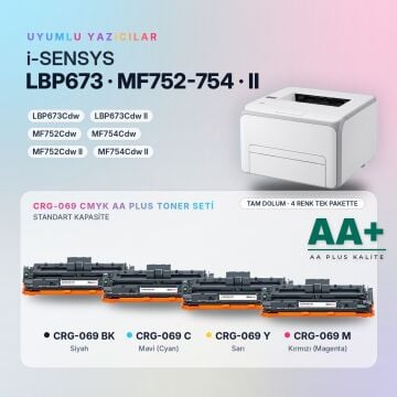 Canon CRG-069 CMYK Muadil Toner Seti AA Plus / LBP673Cdw / LBP673Cdw II / MF752Cdw / MF754Cdw / MF752Cdw II / MF754Cdw II