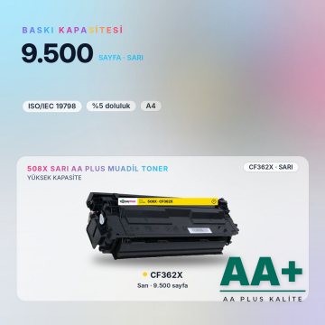 Hp 508X CF362X Sarı Muadil Toner AA Plus / Color LaserJet Enterprise M552 / M553 / MFP M577