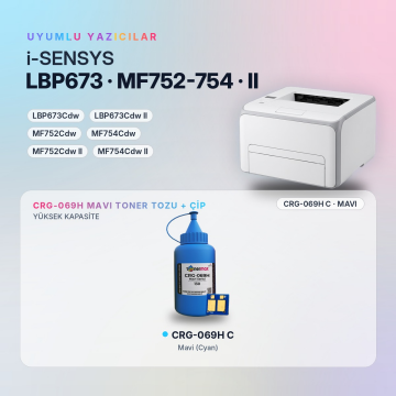 Canon CRG-069H Toner Tozu + Çip Mavi 130GR / LBP673Cdw / LBP673Cdw II / MF752Cdw / MF754Cdw / MF752Cdw II / MF754Cdw II