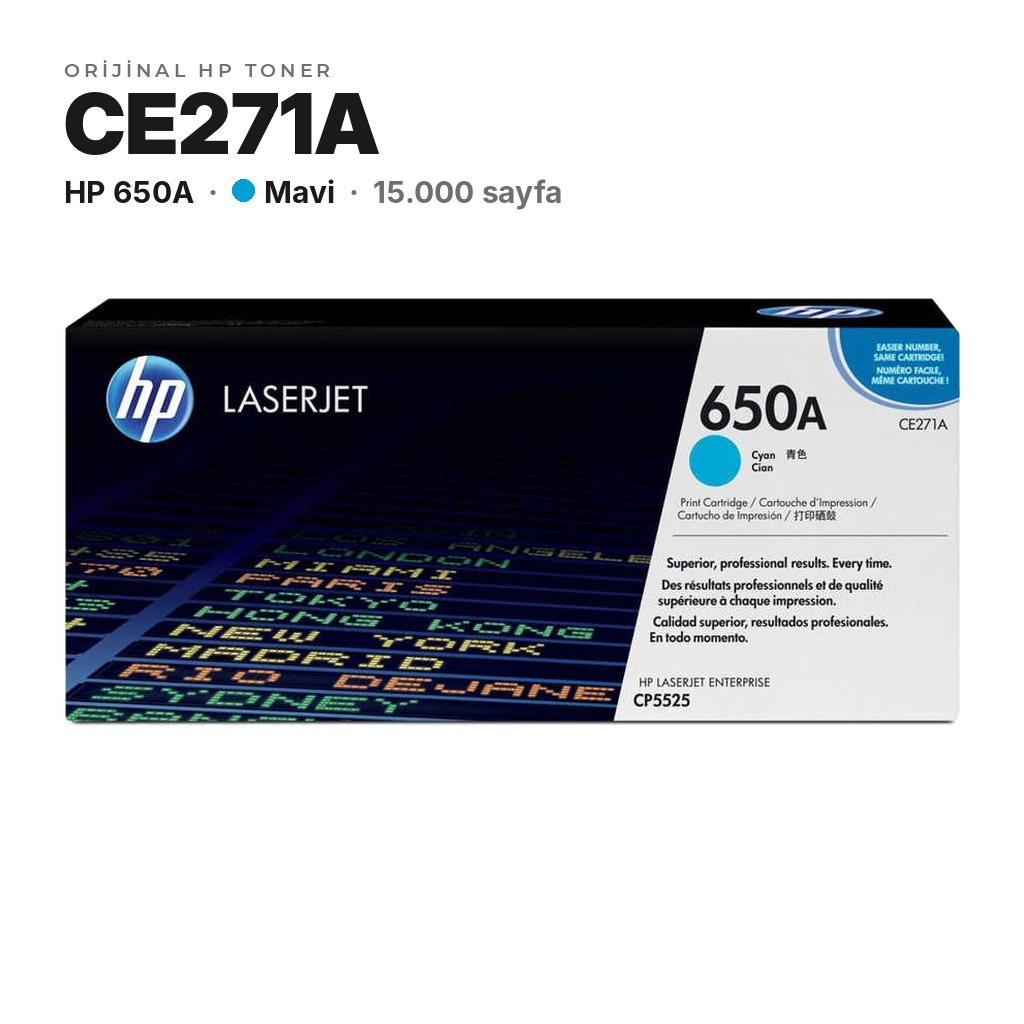HP 650A CE271A Mavi orijinal toner