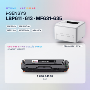 Canon CRG-045 Siyah Muadil Toner - Çipli / LBP611Cn / LBP613Cdw / MF631Cn / MF633Cdw / MF635Cx