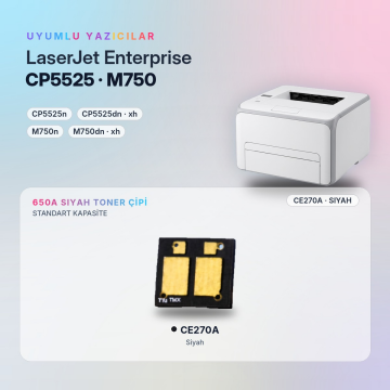 Hp 650A CE270A / Color LaserJet Enterprise CP5525 / M750 Siyah Çip