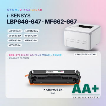 Canon CRG-075 Siyah Muadil Toner AA Plus / LBP646Cdw / LBP647Cdw / MF664Cdw / MF667Cdw