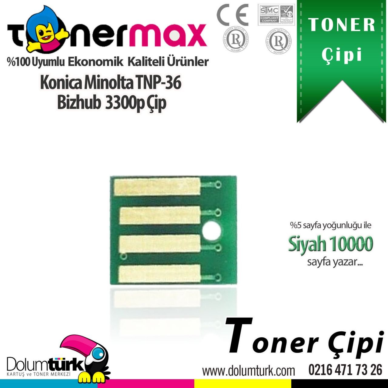 Konica Minolta Uyumlu Tonermax TNP-36 / Bizhub 3300P Çip
