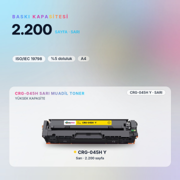 Canon CRG-045H Sarı Muadil Toner - Çipli / LBP611Cn / LBP613Cdw / MF631Cn / MF633Cdw / MF635Cx