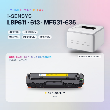 Canon CRG-045H Sarı Muadil Toner - Çipli / LBP611Cn / LBP613Cdw / MF631Cn / MF633Cdw / MF635Cx