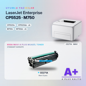 Hp 650A CE271A Mavi Muadil Toner A Plus / Color LaserJet Enterprise CP5525 / M750
