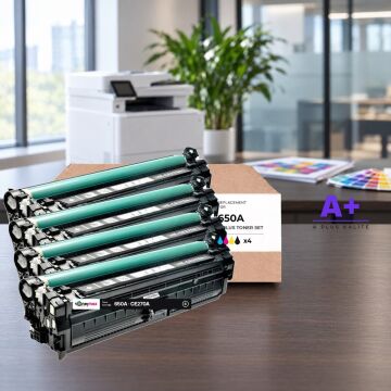 Hp 650A CMYK Muadil Toner Seti A Plus / Color LaserJet Enterprise CP5525 / M750 / CE270A / CE271A / CE272A / CE273A