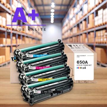 Hp 650A CMYK Muadil Toner Seti A Plus / Color LaserJet Enterprise CP5525 / M750 / CE270A / CE271A / CE272A / CE273A