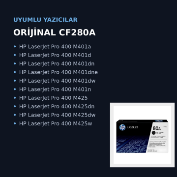 HP 80A / CF280A / Pro 400 M401 / M425 Orjinal Toner
