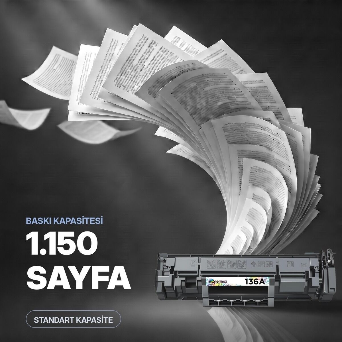 W1360A baskı kapasitesi 1.150 sayfa — standart kapasite