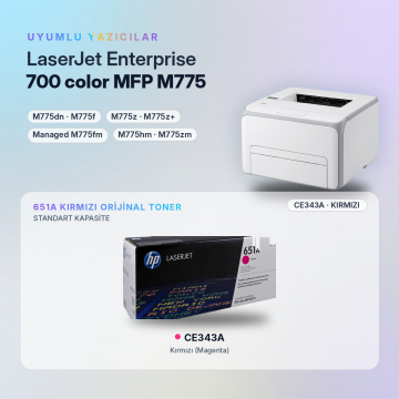 Hp 651A CE343A / LaserJet Enterprise 700 Color MFP M775 Kırmızı Orjinal Toner