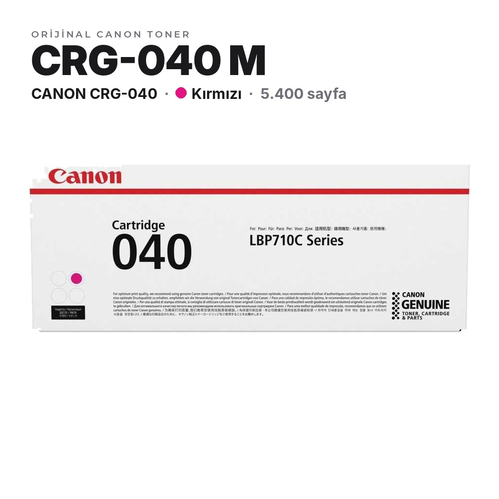 Canon CRG-040 M Kırmızı orijinal toner