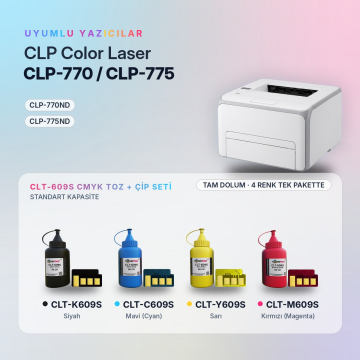 Samsung CLT-609S Toner Tozu + Çip Takım / CLP-770 / CLP-775 / CLT-K609S / CLT-C609S / CLT-M609S / CLT-Y609S